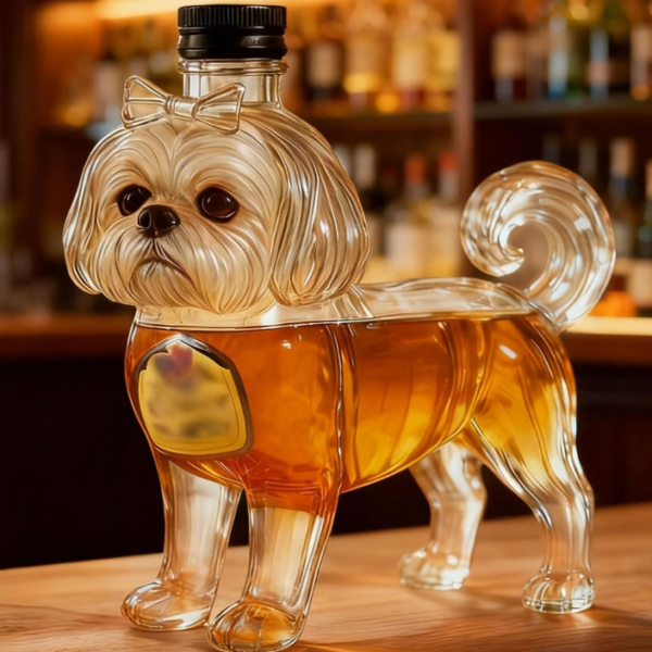 Thick Glass Whiskey Decanter with Sculptural Bottle Design for Wine Storage and Bar Decoration
